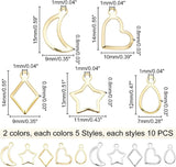 Stainless Steel Resin Craft Bezels 100pcs Hollow Frame Pendants 10 Styles