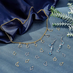 Stainless Steel Resin Craft Bezels 100pcs Hollow Frame Pendants 10 Styles
