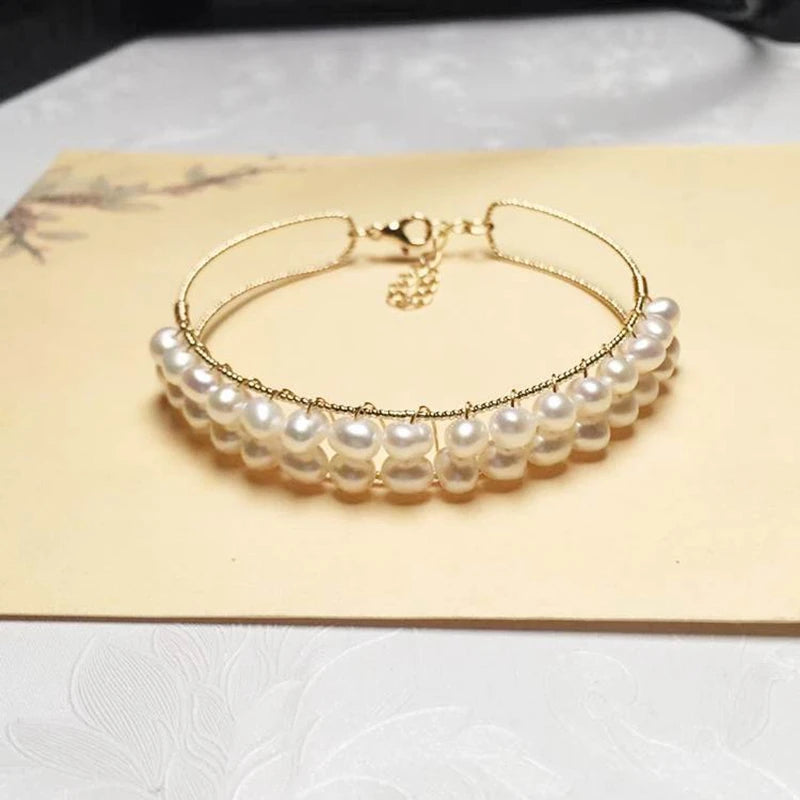 Vintage Freshwater Pearl Beads Bracelet for Women