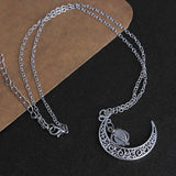 Glow In The Dark Half Moon Necklace Nature Stones Pendant