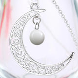 Glow In The Dark Half Moon Necklace Nature Stones Pendant