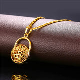 Vintage Hollow Handbag Shape Pendant Necklace Butterfly Charm