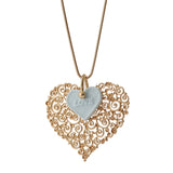 Hollow Heart Long Neck Pendant Suspension Necklace