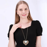 Hollow Heart Long Neck Pendant Suspension Necklace