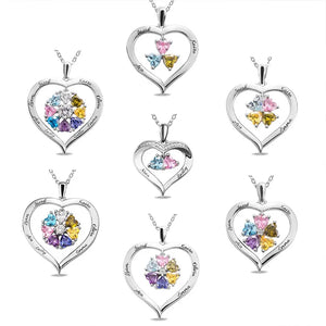 Multi-color Embedded Small Love Heart Diamond Pendant Necklace