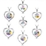 Multi-color Embedded Small Love Heart Diamond Pendant Necklace
