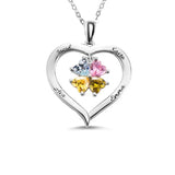 Multi-color Embedded Small Love Heart Diamond Pendant Necklace