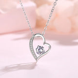 Hollow Heart Pendant Necklace Zircon Jewelry for Granddaughter Birthday