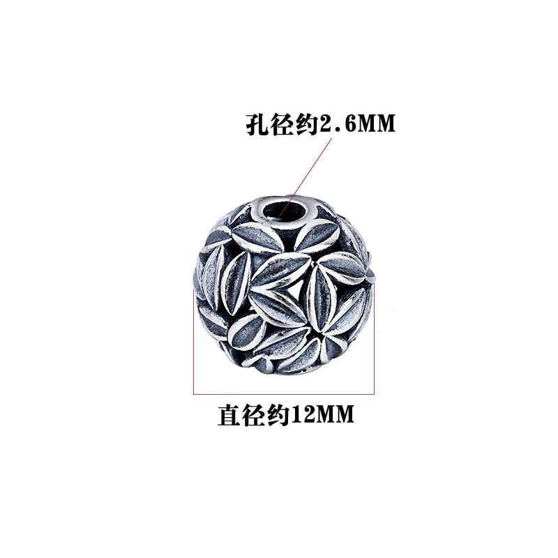 925 Silver Thai Silver Hollow Leaf Beads DIY Jewelry Material