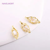 Brass Hollow Leaf Earring Pendants 14K Plating
