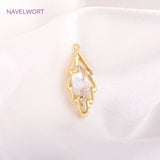 Brass Hollow Leaf Earring Pendants 14K Plating
