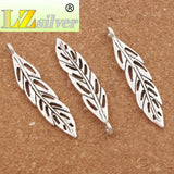 15pcs Tibetan Silver Hollow Long Feather Charms Pendants L308 54x10.3mm