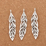 15pcs Tibetan Silver Hollow Long Feather Charms Pendants L308 54x10.3mm
