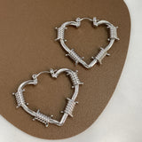 Hollow Love Heart Wire Hoop Earrings for Women