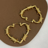 Hollow Love Heart Wire Hoop Earrings for Women