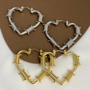 Hollow Love Heart Wire Hoop Earrings for Women
