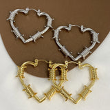 Hollow Love Heart Wire Hoop Earrings for Women