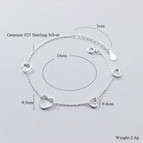 Love Hearts Bracelet 925 Sterling Silver Link Chain Sweet Romantic Jewelry