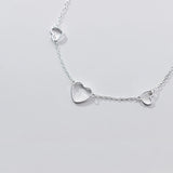 Love Hearts Bracelet 925 Sterling Silver Link Chain Sweet Romantic Jewelry
