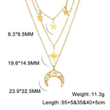 Hollow Moon Star Pendant Necklace Women's Choker Stainless Steel