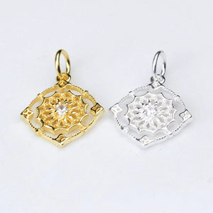 925 Silver Craft Flower Charms 15mm Pendants DIY Jewelry Making Earrings