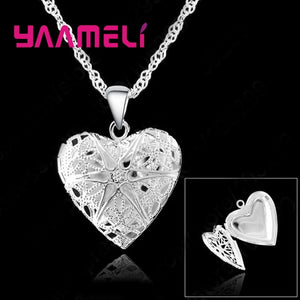 Sterling Silver Heart Photo Pendant Necklace for Women