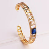 Circle Square CZ Bangle Pink/Blue/Red Bracelet Year Gift