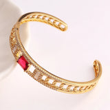Circle Square CZ Bangle Pink/Blue/Red Bracelet Year Gift