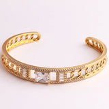 Circle Square CZ Bangle Pink/Blue/Red Bracelet Year Gift