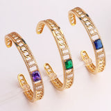 Circle Square CZ Bangle Pink/Blue/Red Bracelet Year Gift