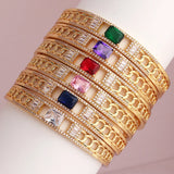 Circle Square CZ Bangle Pink/Blue/Red Bracelet Year Gift