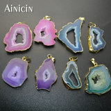 Colorful Natural Druzy Crystal Pendants Geode Drusy 5pcs