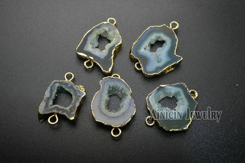 Colorful Natural Druzy Crystal Pendants Geode Drusy 5pcs