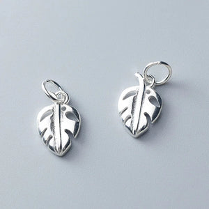 925 Silver Leaf Charms 13mm Dangle Pendants DIY Jewelry Findings