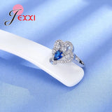 925 Silver CZ Crystal Party Ring Bands Proposal Ring