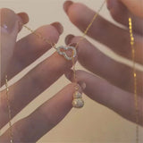 Double Gourd Necklace Light Clavicle Chain Tassel Pendant