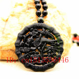Double-sided Carved Birds Flowers Jade Pendant Green Necklace Charm