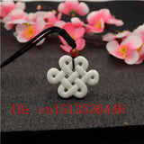 Chinese Knot Jade Pendant Green Necklace Amulet
