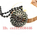 Geometric Jade Pendant Double-sided Hollow Out Natural Chinese Green Necklace