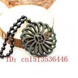 Geometric Jade Pendant Double-sided Hollow Out Natural Chinese Green Necklace