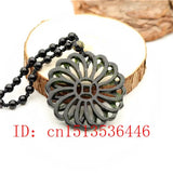 Geometric Jade Pendant Double-sided Hollow Out Natural Chinese Green Necklace