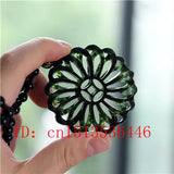 Geometric Jade Pendant Double-sided Hollow Out Natural Chinese Green Necklace