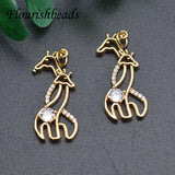 Nickel Paved CZ Beads Giraffe Animal Charms Pendant 10pcs/lot