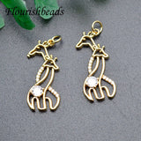 Nickel Paved CZ Beads Giraffe Animal Charms Pendant 10pcs/lot