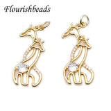 Nickel Paved CZ Beads Giraffe Animal Charms Pendant 10pcs/lot