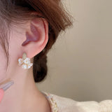 Pearl Flower Hoop Earrings Daily Versatile Jewelry