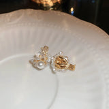 Pearl Flower Hoop Earrings Daily Versatile Jewelry