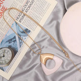 Hollow Out Triangles Necklace Sweater Chain Resin Pendant Necklace
