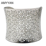 Punk Silver Steel Wide Cuff Bracelet