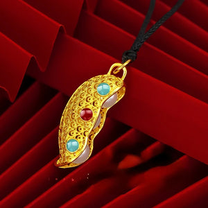 Retro Pea pearl Pendant 18k Necklace Chain for Women